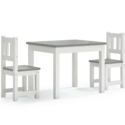 Vidaxl Mobilier Pour Enfants | - Ensemble de table et chaises enfants 3 pcs blanc et gris mdf
