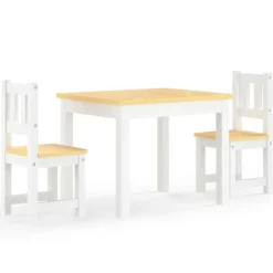 Vidaxl Mobilier Pour Enfants | - Ensemble de table et chaises pour enfants 3 pcs blanc et beige