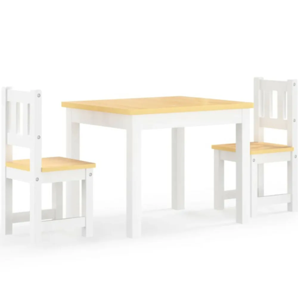 Vidaxl Mobilier Pour Enfants | - Ensemble de table et chaises pour enfants 3 pcs blanc et beige