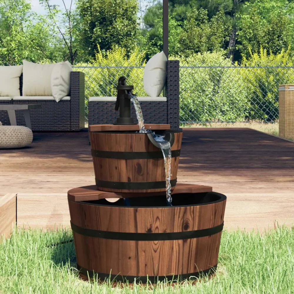 Vidaxl Bassins Et Fontaines | - Fontaine à eau avec pompe 44,5x44,5x58 cm bois de sapin massif