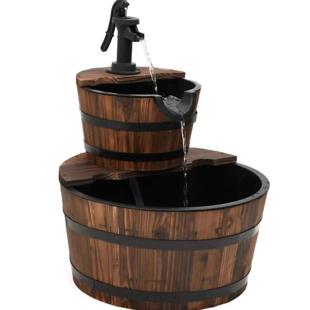 Vidaxl Bassins Et Fontaines | - Fontaine à eau avec pompe 44,5x44,5x58 cm bois de sapin massif