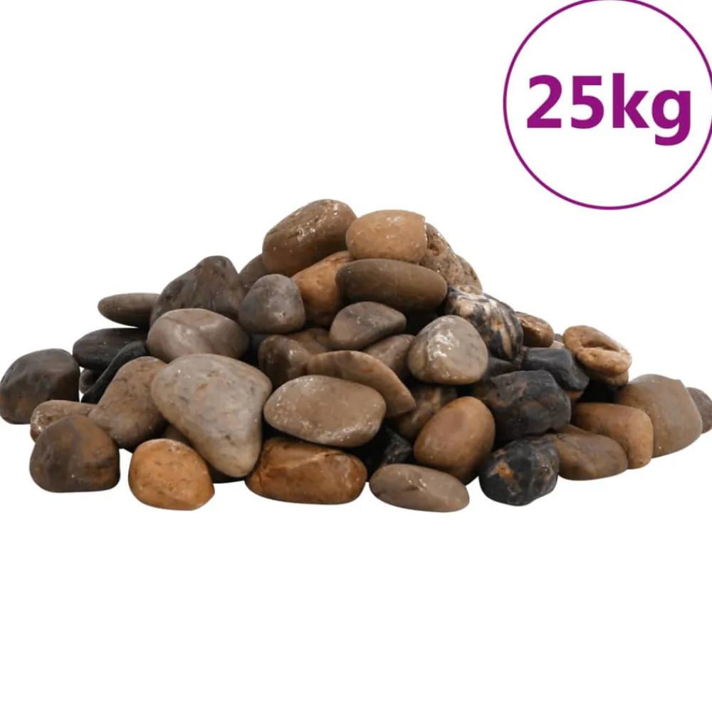 Vidaxl Plantes Et Décoration | - Galets polis 25 kg multicolores 2-5 cm