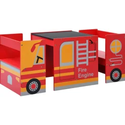 Vidaxl Mobilier Pour Enfants | - Jeu de table et chaises d'enfants 3 pcs camion de pompiers bois
