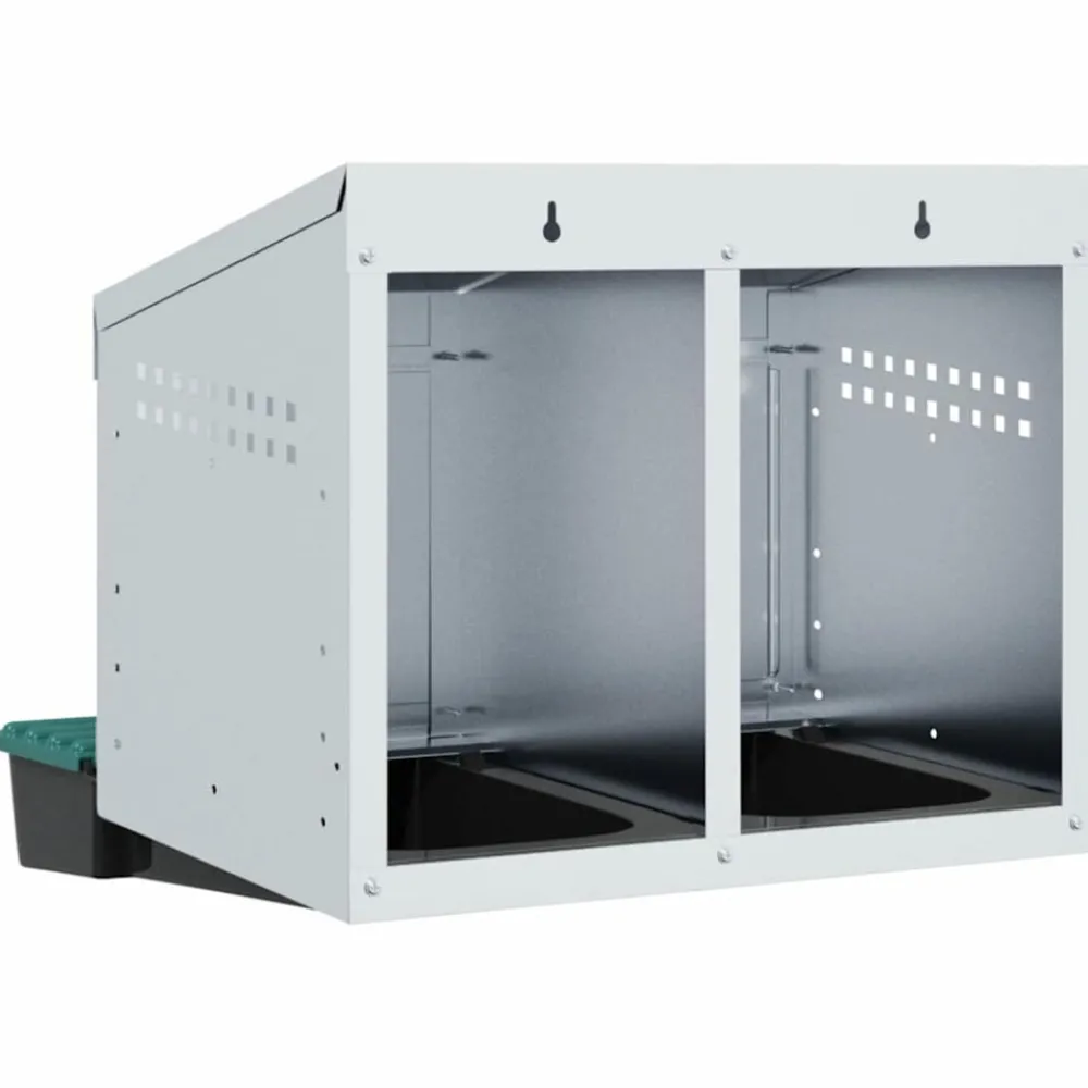 Vidaxl Poulaillers, Clapiers Et Accessoires | - Nichoir à poules 2 compartiments, fixation murale, acier galvanisé