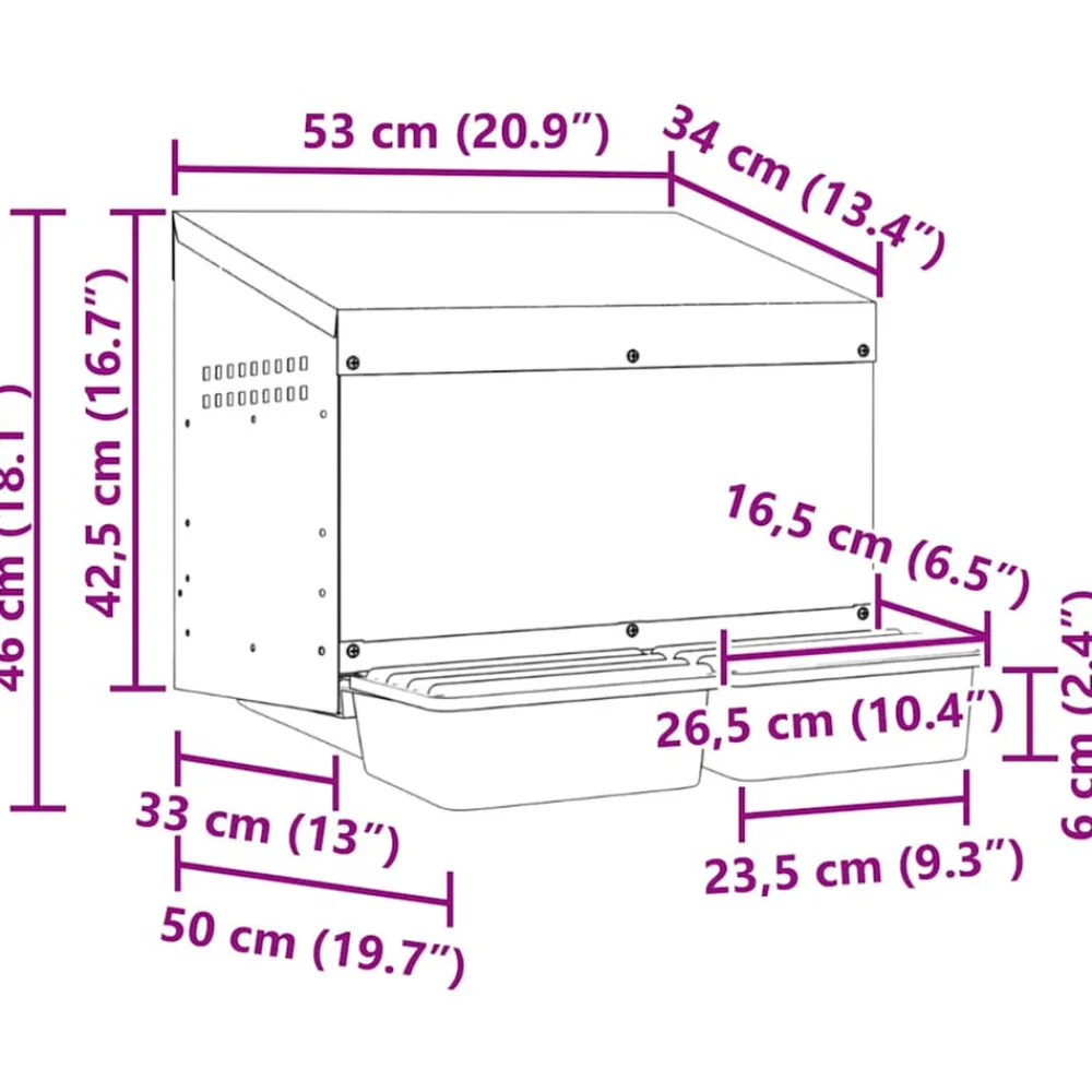 Vidaxl Poulaillers, Clapiers Et Accessoires | - Nichoir à poules 2 compartiments, fixation murale, acier galvanisé