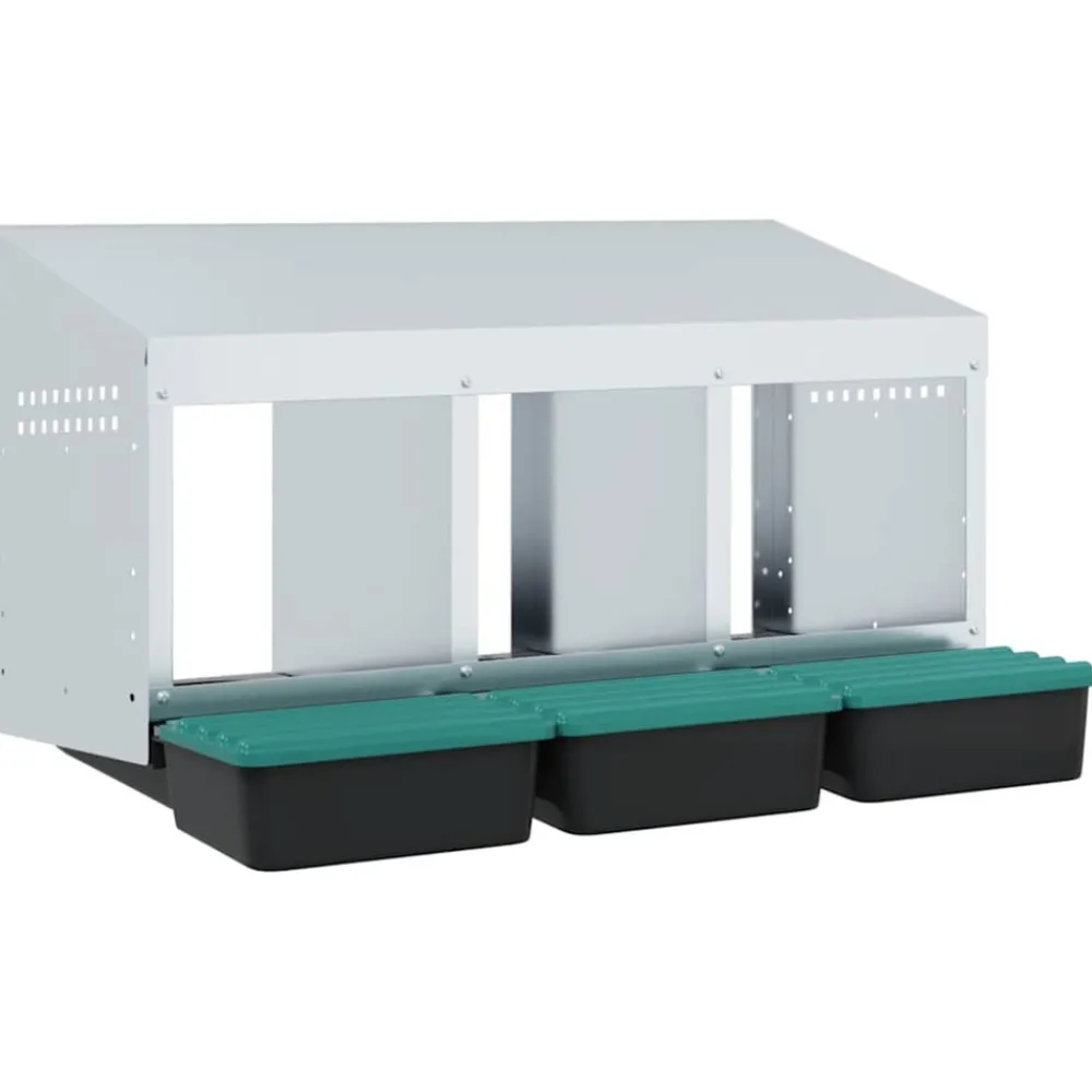 Vidaxl Poulaillers, Clapiers Et Accessoires | - Nichoir à poules3 compartiments, fixation murale, acier galvanisé
