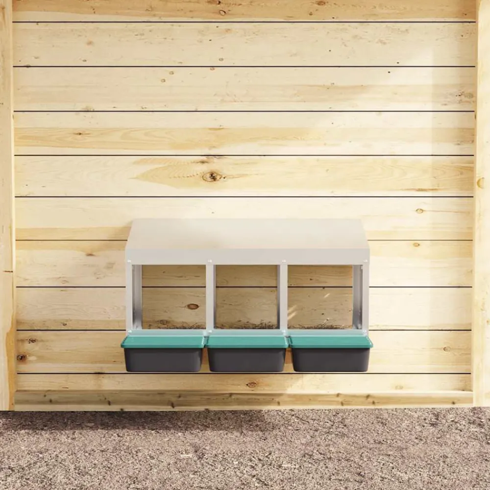 Vidaxl Poulaillers, Clapiers Et Accessoires | - Nichoir à poules3 compartiments, fixation murale, acier galvanisé