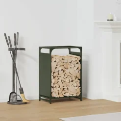 Vidaxl Bois Et Accessoires De Cheminées | - Portant de bois chauffage vert olive 44x28x65 cm