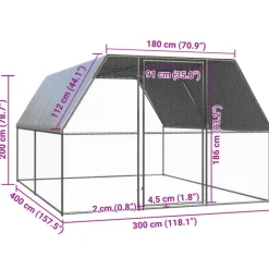 Vidaxl Poulaillers, Clapiers Et Accessoires | - Poulailler d extérieur 3x4x2 m acier galvanisé