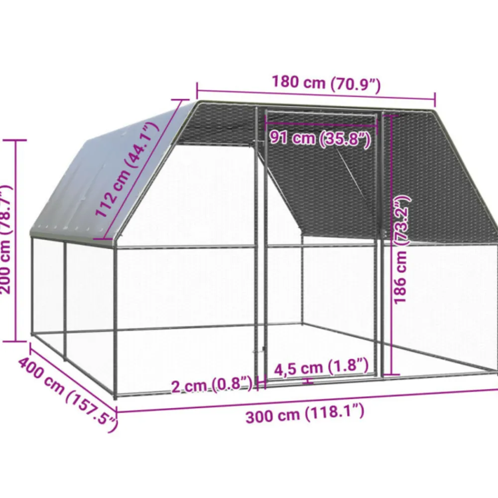 Vidaxl Poulaillers, Clapiers Et Accessoires | - Poulailler d extérieur 3x4x2 m acier galvanisé