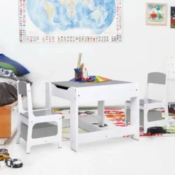 Vidaxl Mobilier Pour Enfants | - Table pour enfants avec 2 chaises blanc mdf
