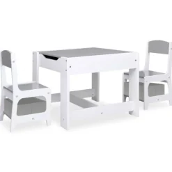 Vidaxl Mobilier Pour Enfants | - Table pour enfants avec 2 chaises blanc mdf