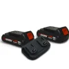 X-performer - Pack 2 batteries concept 20v lithium 2 ah pour la gamme d'outils electro-portatifs + double chargeur