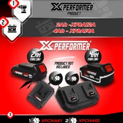 X-performer Taille-Haies, Tronçonneuses Et Élagueuses | - Tronçonneuse rechargeable 40v (2x20v) - guide et chaîne oregon - livrée sans bat