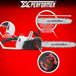 X-performer Taille-Haies, Tronçonneuses Et Élagueuses | - Tronçonneuse rechargeable 40v (2x20v) - guide et chaîne oregon - livrée sans bat