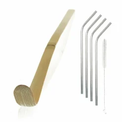Youdoit Épicerie Gourmande | - Cuillère à thé matcha chashaku + 4 pailles en inox