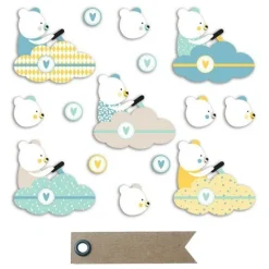 Youdoit - 20 formes découpées nounours léonard + 20 étiquettes kraft fanion Sale
