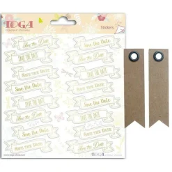 Youdoit Librairie Et Papeterie | - Stickers mariage save the date 15 x 15 cm + 20 étiquettes kraft fanion
